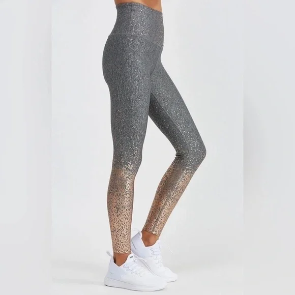 Beyond Yoga Alloy Ombre Shimmer Speckled Leggings in Grey/Rose Gold Size S - Picture 2 of 13